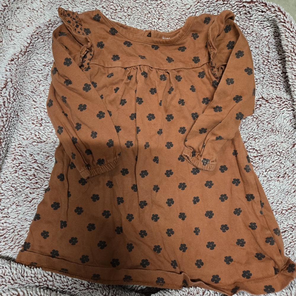 Orange Floral Long Sleeve Dress